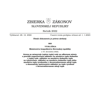 Nová vyhláška č. 503/2022 Z. z. prináša hlavne zmeny v rozpočítavaní nákladov na teplo